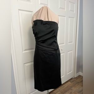 WHBM black satin strapless cocktail dress. Size 4